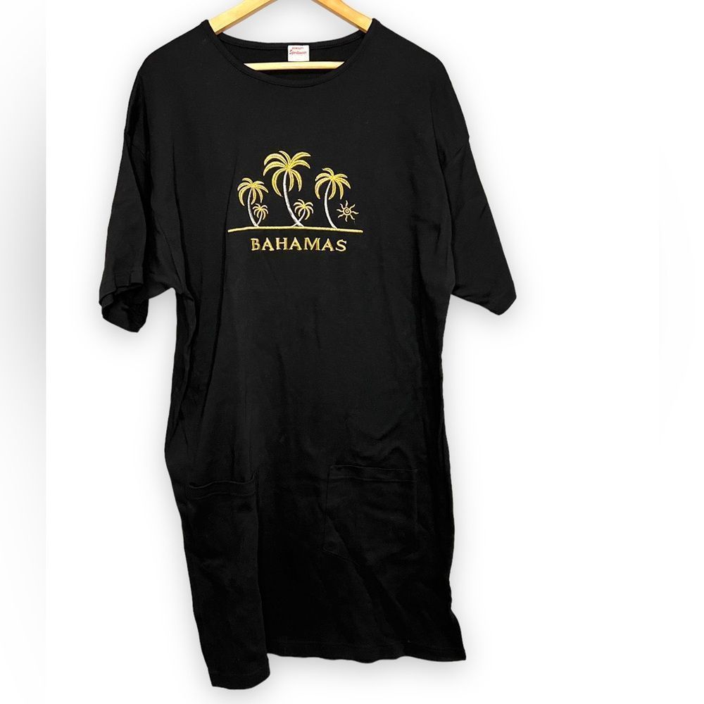 Dorsett Sportswear | Vintage Embroidered Bahamas Black Tshirt Dress Excellent